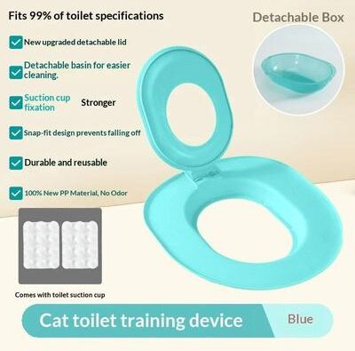 Uplifted Finds Reusable Plastic Cat Toilet Training Kit blue