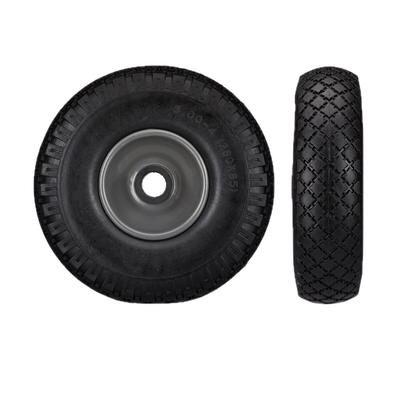 Relaxdays Sackkarrenrad Set, pannensicher, 3.00-4 Vollgummireifen, Stahlfelge, 25mm Achse, 100kg, 260x85mm, schwarz-grau