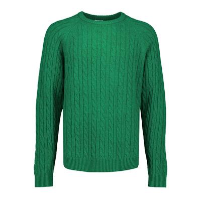 Strickpullover LINDBERGH "Strickpullover Relaxed Fit", Herren, Gr. L, grün (grün mel), Obermaterial: 80% Wolle, 20% Nylon, Rundhals, Pullover Strickpullover