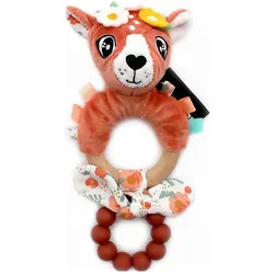 Les Déglingos, Babyrassel, Silicone & Wood Rattle Melimelos The Deer