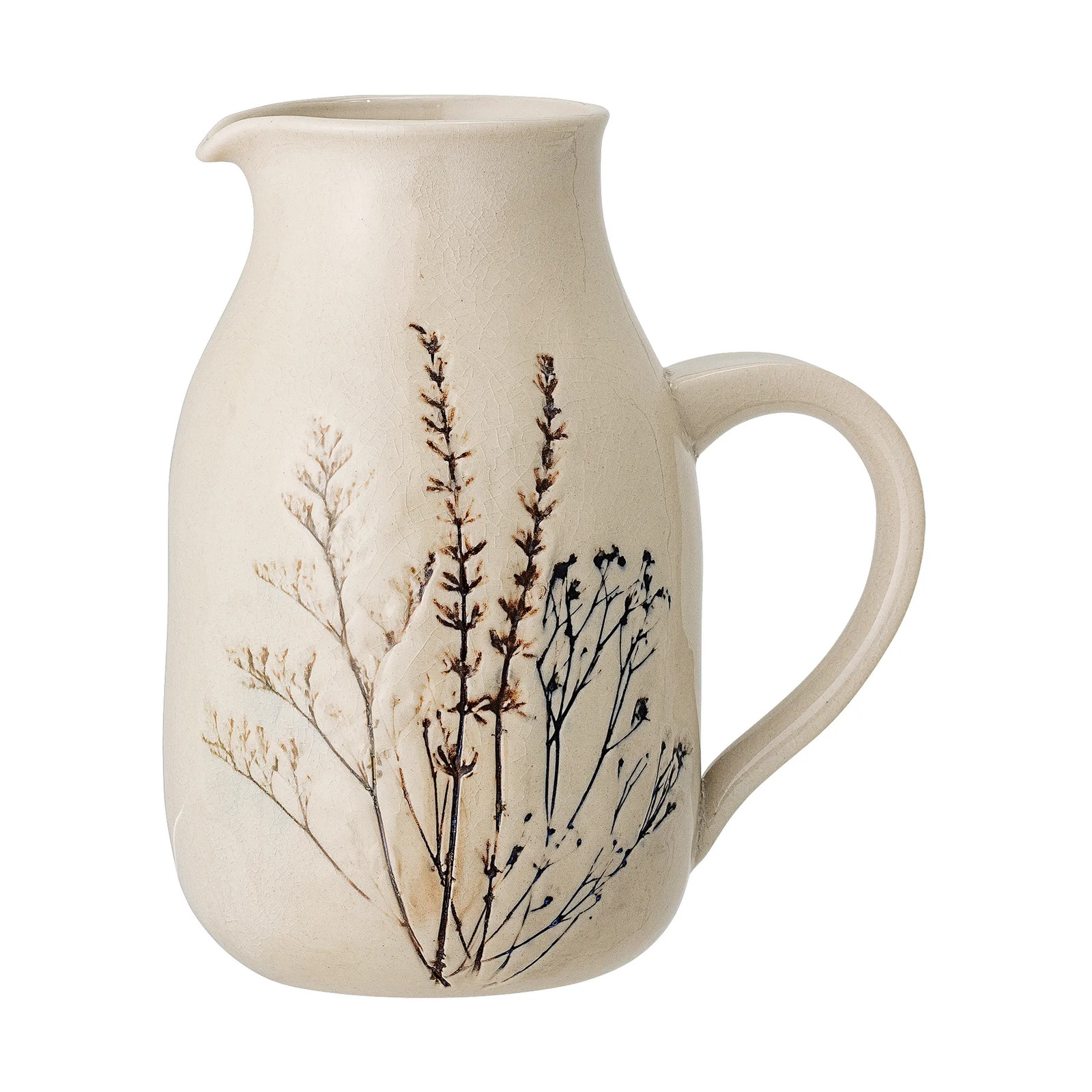 Bloomingville Bea keramieken kan met bloemenmotief beige 1,5 l