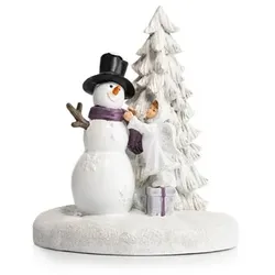 LUMIDA Xmas Schneemann-Szenerie inkl. 8 LEDs 6h-Timerfunktion Höhe 21cm, Ø 18cm