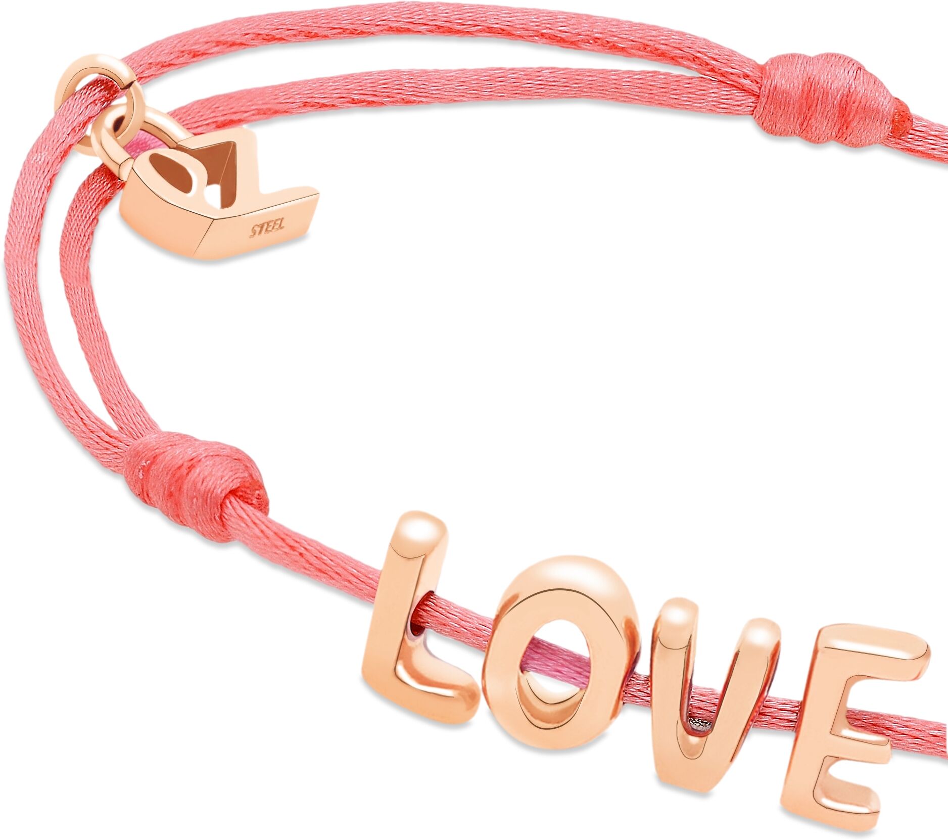 Armband ECHTZEIT "Schmuck Geschenk Edelstahl-Nylon-Armband Love Letters", roségoldfarben, rosa, Armbänder, Damen, 21cm, Edelstahl Nylon, Edelstahl, Nylon, Armband