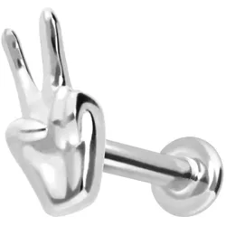 14 Karat Gold Labret mit Innengewinde PEACE-ZEICHEN
