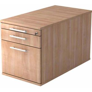 Hammerbacher Rollcontainer Solid, aus Holz, nussbaum, mit 2 Schubladen und Hängeregistratur, abschließbar