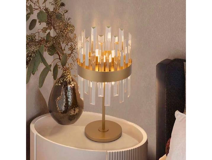 Nova Luce Tischleuchte Crown, G9, aus Gold und Kristallglas Stim
