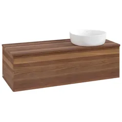 Villeroy und Boch Antao Waschtisch-Unterschrank L34012HM mit Beleuchtung, 120x36x50cm, Waschbeckenplattenfarbe warm walnut, warm walnut