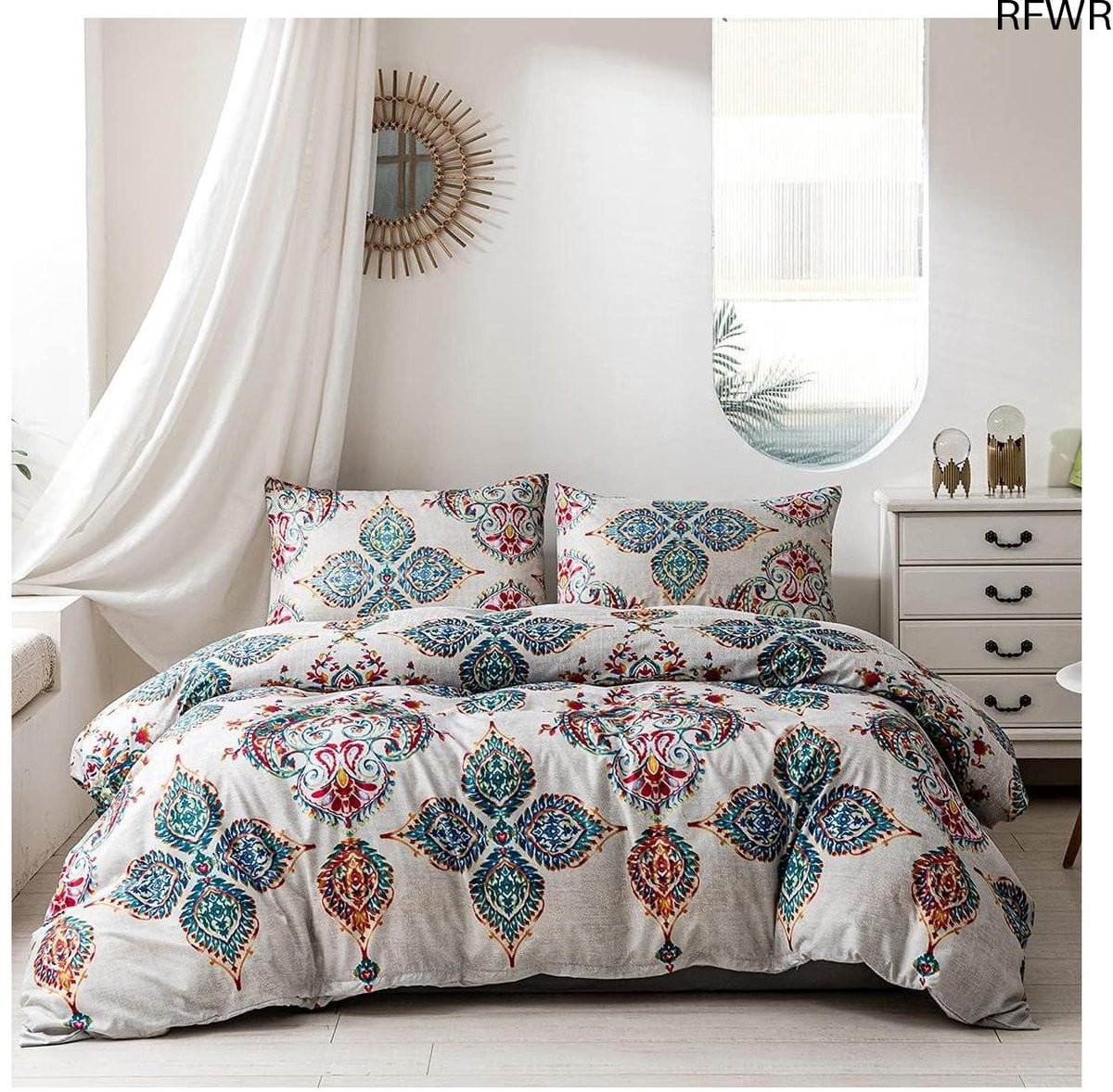 RFWR Turquoise Dekbedovertrekset met Boheems Mandala Patroon, 200 x 220 cm