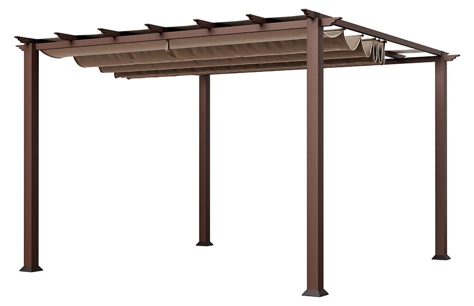 Paragon Outdoor Aluminium Pergola Florida 1111 Holzoptik Dunkelbraun 350x350x235 cm
