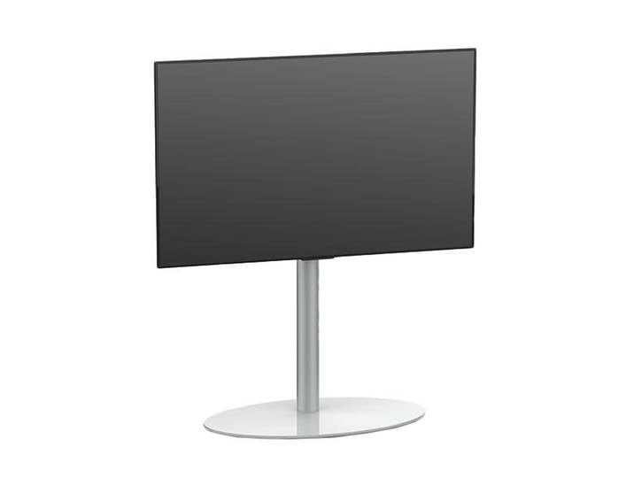 MUNARI support TV jusqu'à 55 SYDNEY SY350 (Base blanche brillante, colonne argent Base bianco opaco - verre et métal)