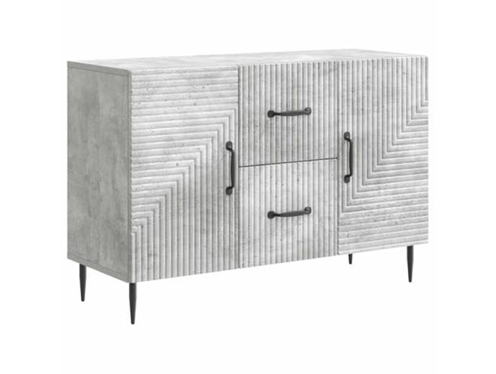 GHVBNMF Sideboard Betongrau 89x34,5x60 cm Kommode mit 2 Schubladen Kompakte Anrichte im Vintage-Look für Wohnzimmer und Flur mit 2 Schwenktüren, stabilen Beinen und praktischer Aufteilung.