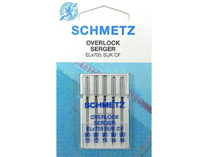 5 Schmetz naaimachinenaalden voor overlock-machines ELx705 SUK CF dikte 80/12 en 90/14