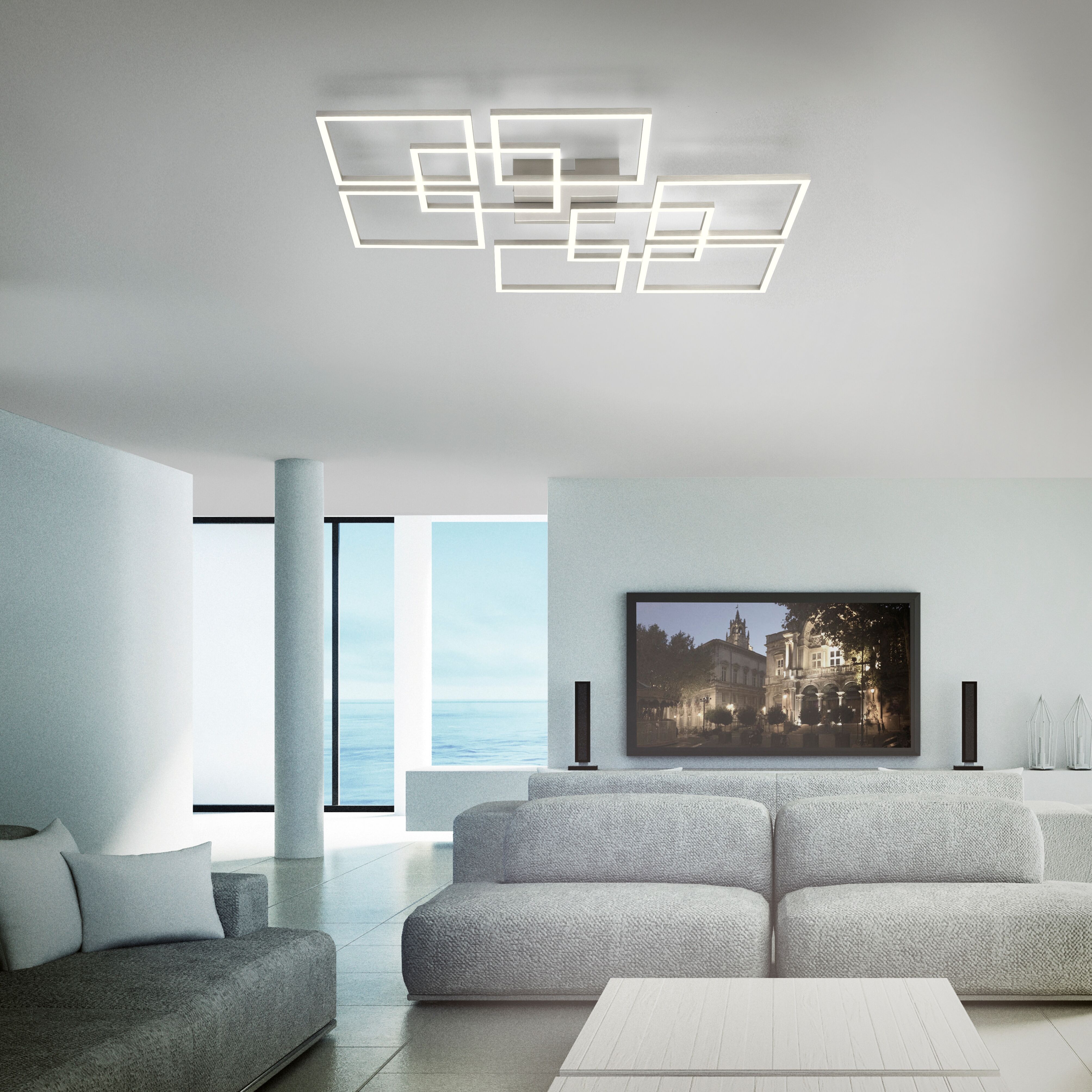 LED Deckenleuchte "Q-INIGO", weiß (stahlfarben), 8, 1 Stk., NEUHAUS Q SMART HOME LIGHTS, Leuchten, LED Deckenleuchte