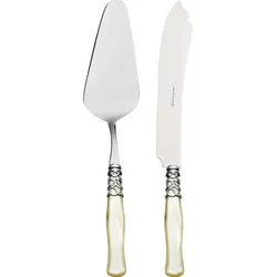 Selene Tortenheber und Messer, Perlmutt-Stahl, im Geschenkset, 2-teilig