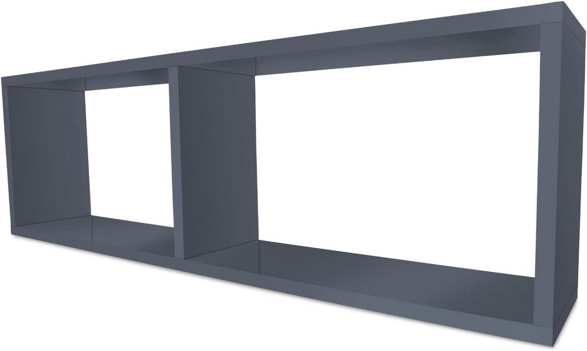 Compact Wandrek Wandplank met 2 Vakken, Hangend Boekenkastje voor Woonkamer, Slaapkamer en Keuken