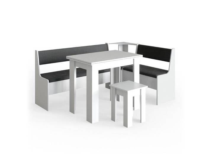 Groupe de banquettes d'angle Roman 180x120cm avec table Blanc Vicco 34308