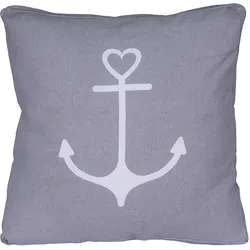 Krasilnikoff Kissenbezug Anchor mit Ankermotiv, 50x50 cm, grau