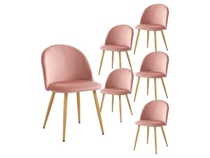 HJhomeheart 2/4/6 Stuhl mit Samt-Esszimmerstuhl-Set für Wohnzimmer, Schlafzimmer, Küche (Rosa-6)