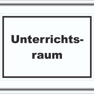 HB-Druck Unterrichtsraum Schild mit Text Schule Schulung waagerecht A5 Rückseite selbstklebend