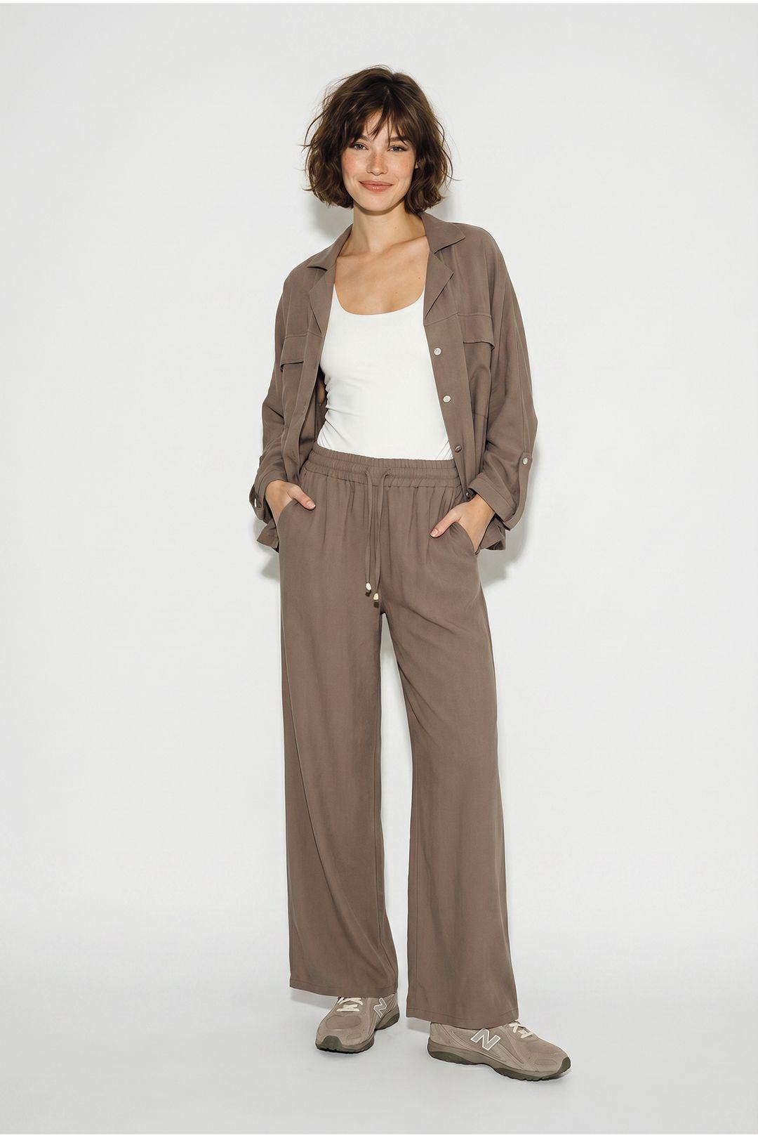 Zweiteiliges Crepe-Blusen-Set mit weitem Bein