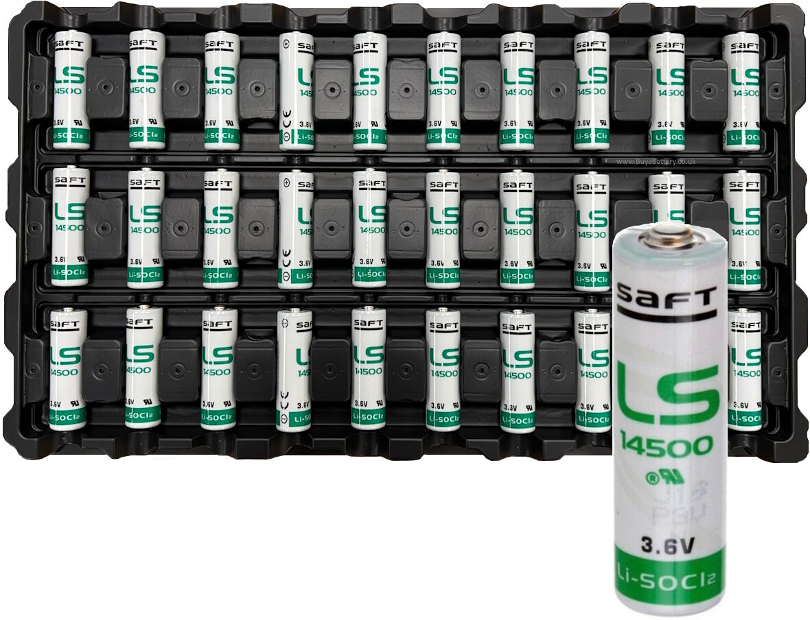 Original Saft LS14500 3.6V Li-SOCl2 AA Batteries   Tray of 30