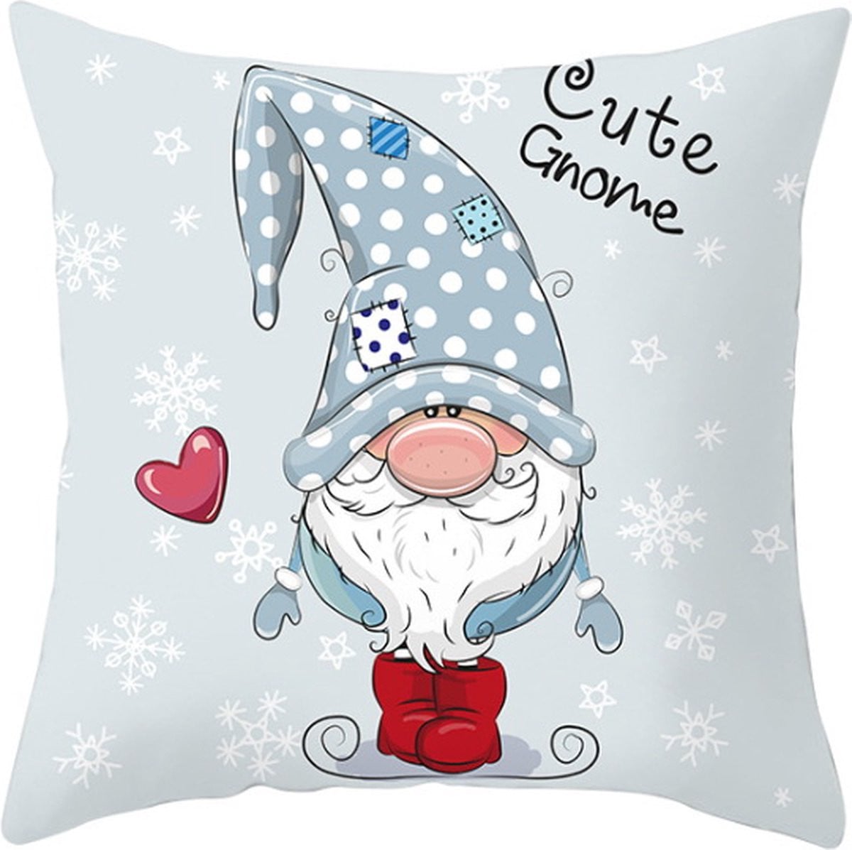 Without Lemon Kerst Kussenhoes - Blauw Kerst Kabouter Gnome - Kerstdecoratie