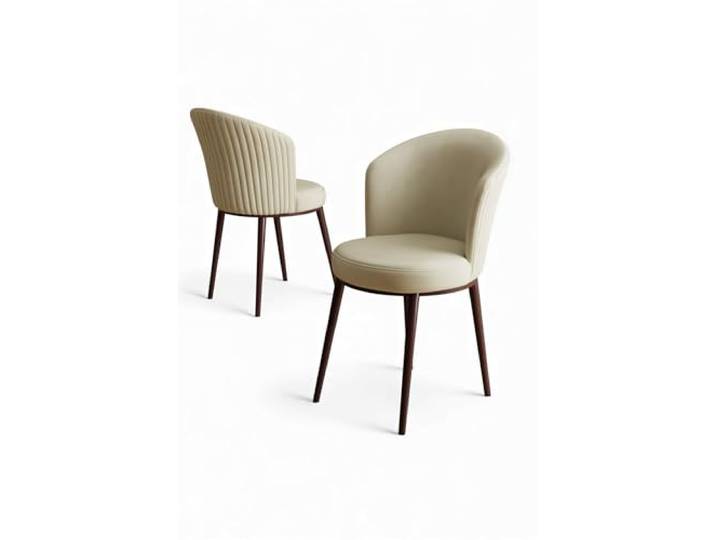 Modern Chair Set (4 Pieces), Cream & Brown, 45 x 87 x 41 cm 100% Metal Frame, Plywood Back, 22/28 DNS Foam Stylish & Durable for Home & Hotel
