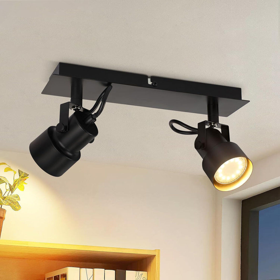 Metro Ceiling spotlight flame ceiling spot black - vintage swivel ceiling lamp GU10 350° spotlight industrial ceiling light spots kitchen lamp for living ro Stainless Steel 10 cm H x 28 cm W x 7 cm D