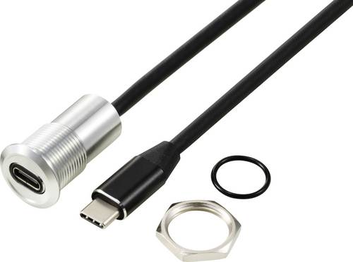 TRU COMPONENTS USB-C (3.1) Buchse/Stecker 1m Kabel silber TC-13376324 Inhalt: 1St.