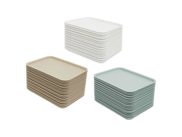 24 plateaux de service en PP, antidérapants, empilables, pour restauration rapide et cafétéria, résistants à la chaleur et au froid, pour la restauration à domicile, 36*27*2 cm