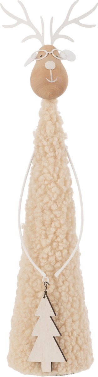 J-Line Rendier decoratie figuur teddy - beige/naturel - groot