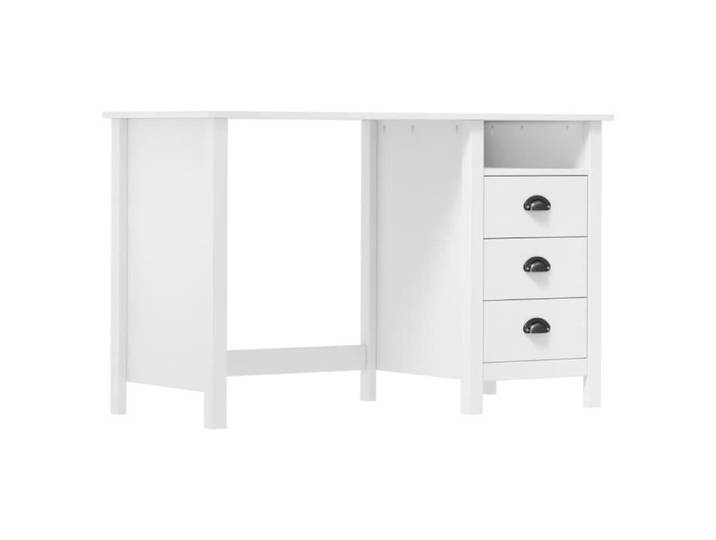 Bureau - ALOMEJOR - Hill Range - 3 tiroirs - Pin solide - Blanc