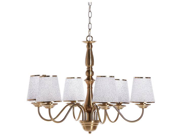 Beliani Kronleuchter Bradano 65/65/127 cm, Messingfarben, Metall, E14, 65x127x65 cm, Lampen & Leuchten, Innenbeleuchtung, Kronleuchter