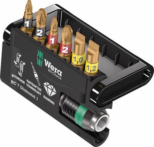 Wera Bit-Check 7 Diamond 1 05057416001 Bit-Set 7teilig Kreuzschlitz Pozidriv, Kreuzschlitz Phillips, Schlitz BiTorsion