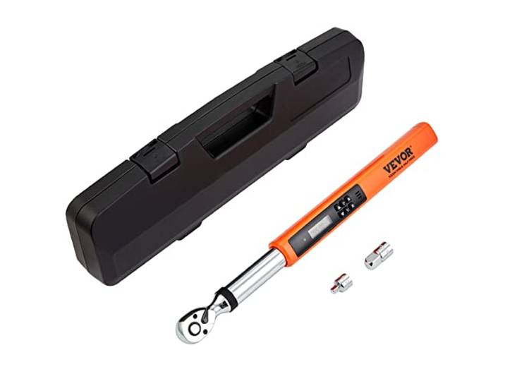 VEVOR 3/8\ Clé Dynamométrique Numérique Clé de Torsion 5-50 N.m Précision ±2% Clé à Cliquet Réglable 72 Dents Contre Surcouple par LED Buzzer Vibration avec Adaptateurs Rallonge Kit d’Entretien Auto