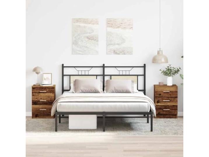 KTHLBRH Nachttische 2 Stück antikes Holz 38 x 35 x 55 cm Technisches Holz, 3 Schiebetüren, robuste Platte, vielseitige Nutzung für Wohnzimmer
