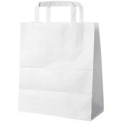 250 Papiertragetaschen weiß 22 + 10 x 28 cm – Einkaufstaschen mit Innenhenkel