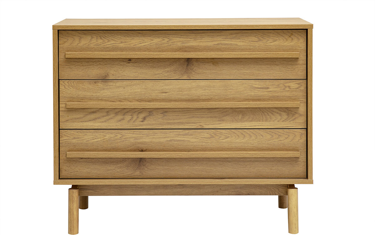 Miliboo Commode finition bois chêne 3 tiroirs L90 cm YSEULT