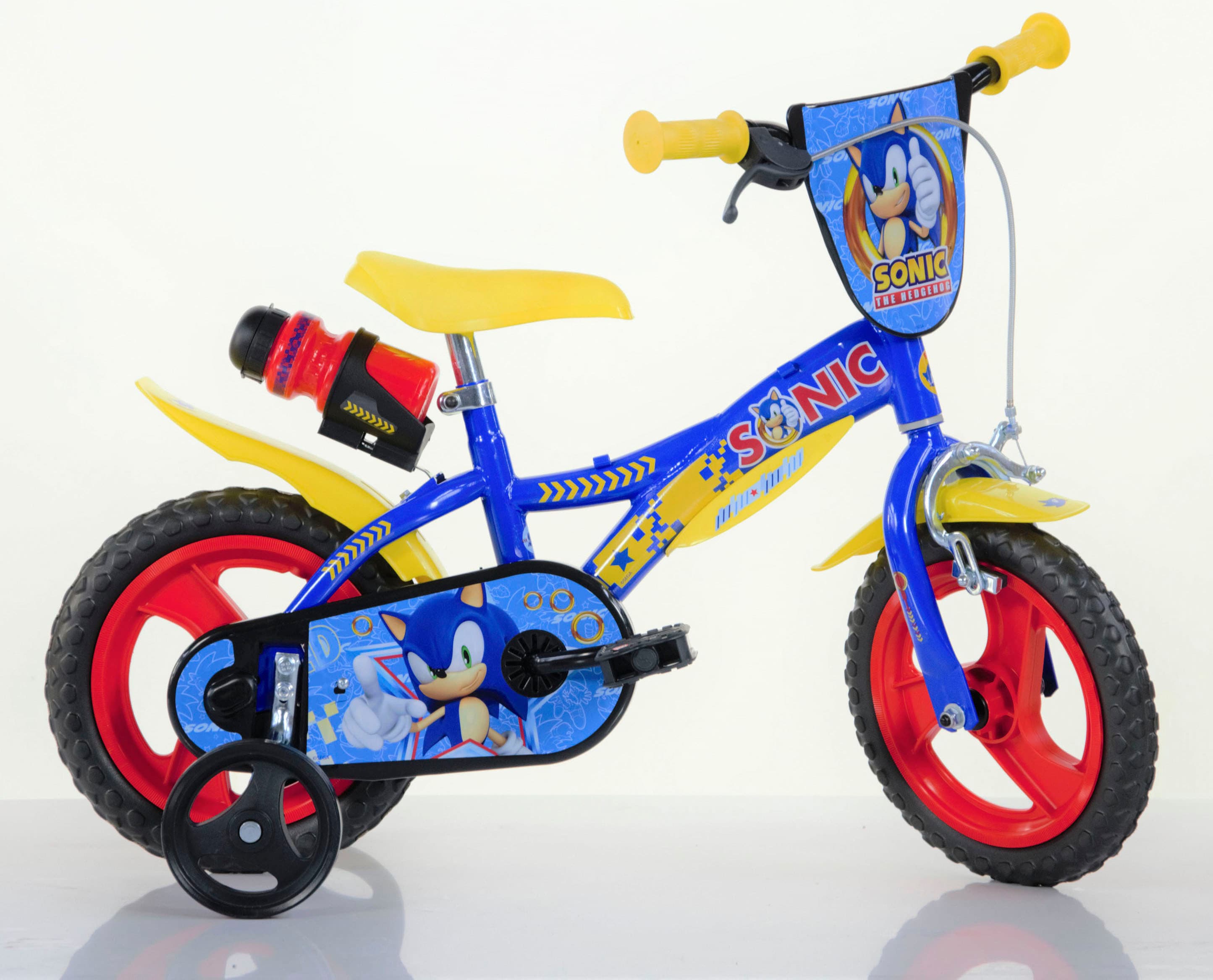 Kinderfahrrad DINO BIKES "12" Sonic Jungenfahrrad stabiler Stahl-Rahmen, Stützräder, kindgerecht" Gr. 21, blau, Fahrräder, Kinder, 21cm, 12 Zoll (30,48cm), Kinderfahrrad, mit Stützrädern, Trinkflasche und Frontschild blau 21cm, 12 Zoll (30,48cm)