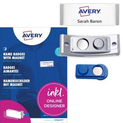 Avery Zweckform POL20MA66-20DR Namensschilder 68 x 22 mm, Edelstahl-Optik, magnetisch, 24 Schilder