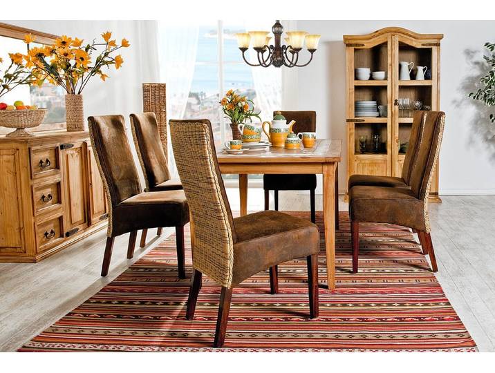 1a Direktimport Esszimmerstuhl Polsterstuhl Rattan Wildleder-Optik, Polsterstühle mit Geflecht