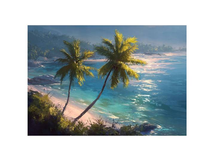 FOTOTAPETE Palmen Strand Blau 250x175 cm