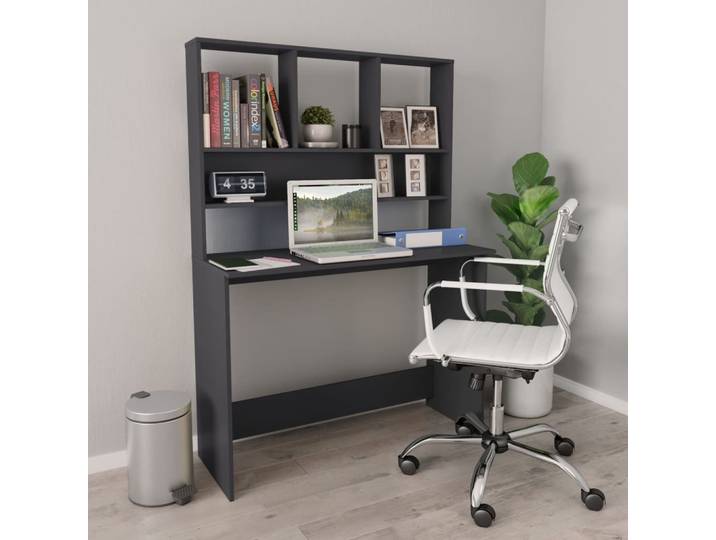 vidaXL Schreibtisch mit Regalen Grau 110x45x157 cm Holzwerkstoff