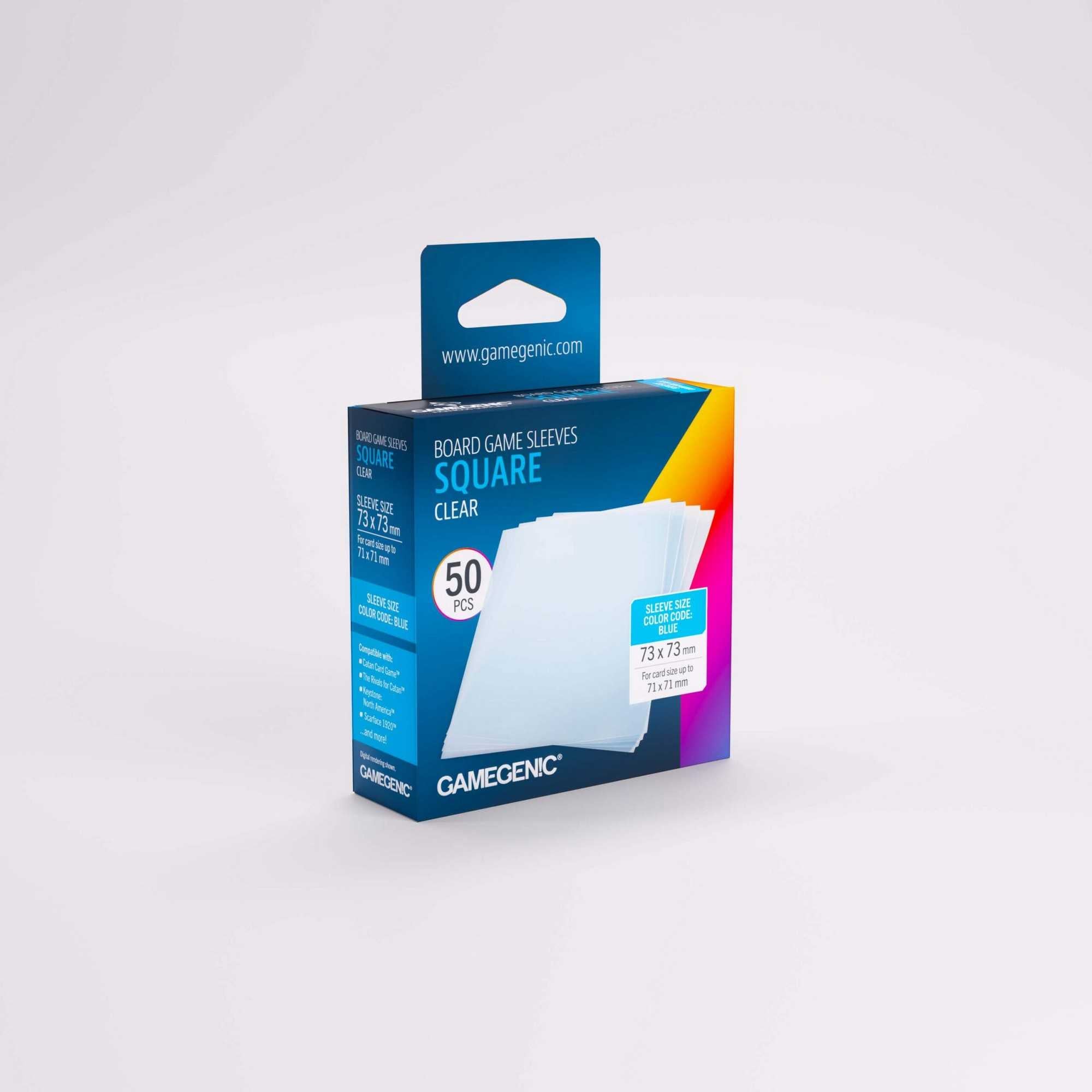 Gamegenic Square Clear Card Sleeves for Card Games - 50 Pack