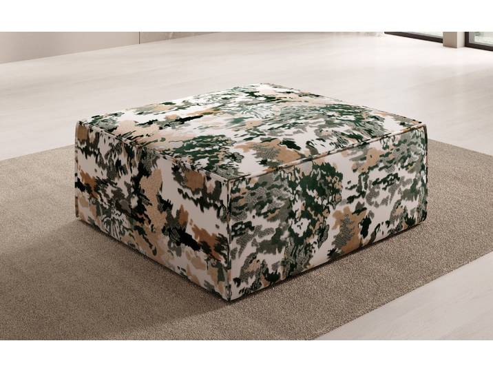 Beistellhocker Lesley - Jacquard mit Aquarell-Muster - Viridian - Jacquard - Luxusbetten24