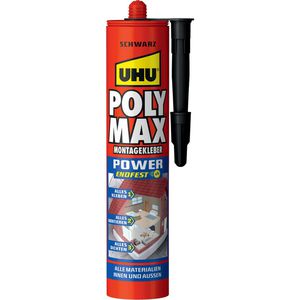 UHU Montagekleber 47200 POLY MAX POWER, 425g, Baukleber, schnellhaftend & flexibel, schwarz