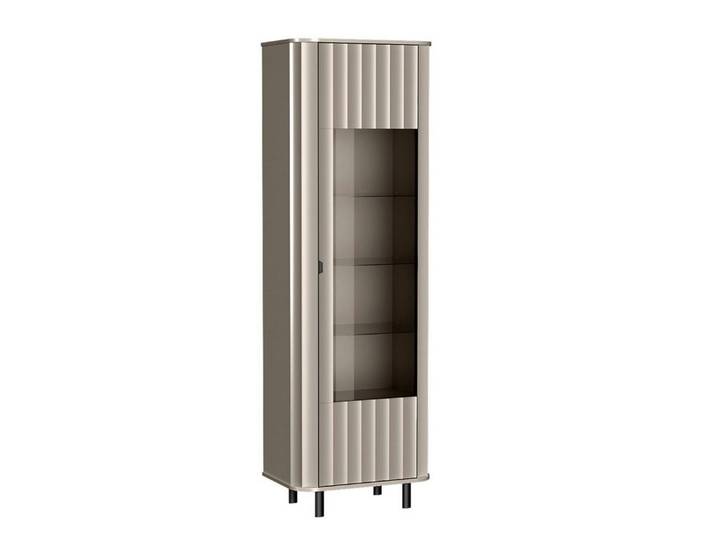 Compleo Standvitrine mit 3 Glasböden, Modern Design, gerillte Front STYLS