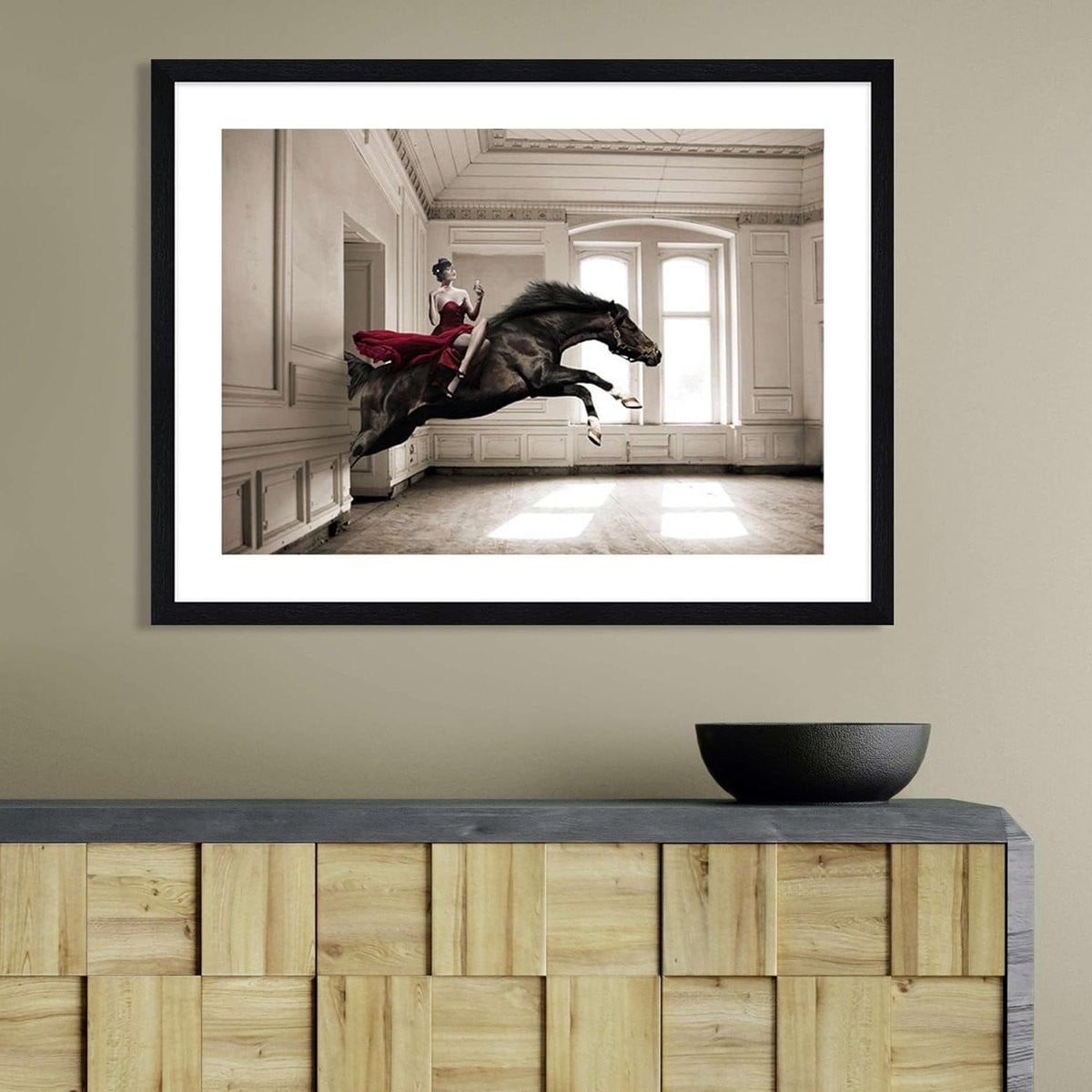 Ingelijste Foto Kunstafbeelding Wanddecoratie op Fine Art Papier - Zwart - 83 x 63 cm