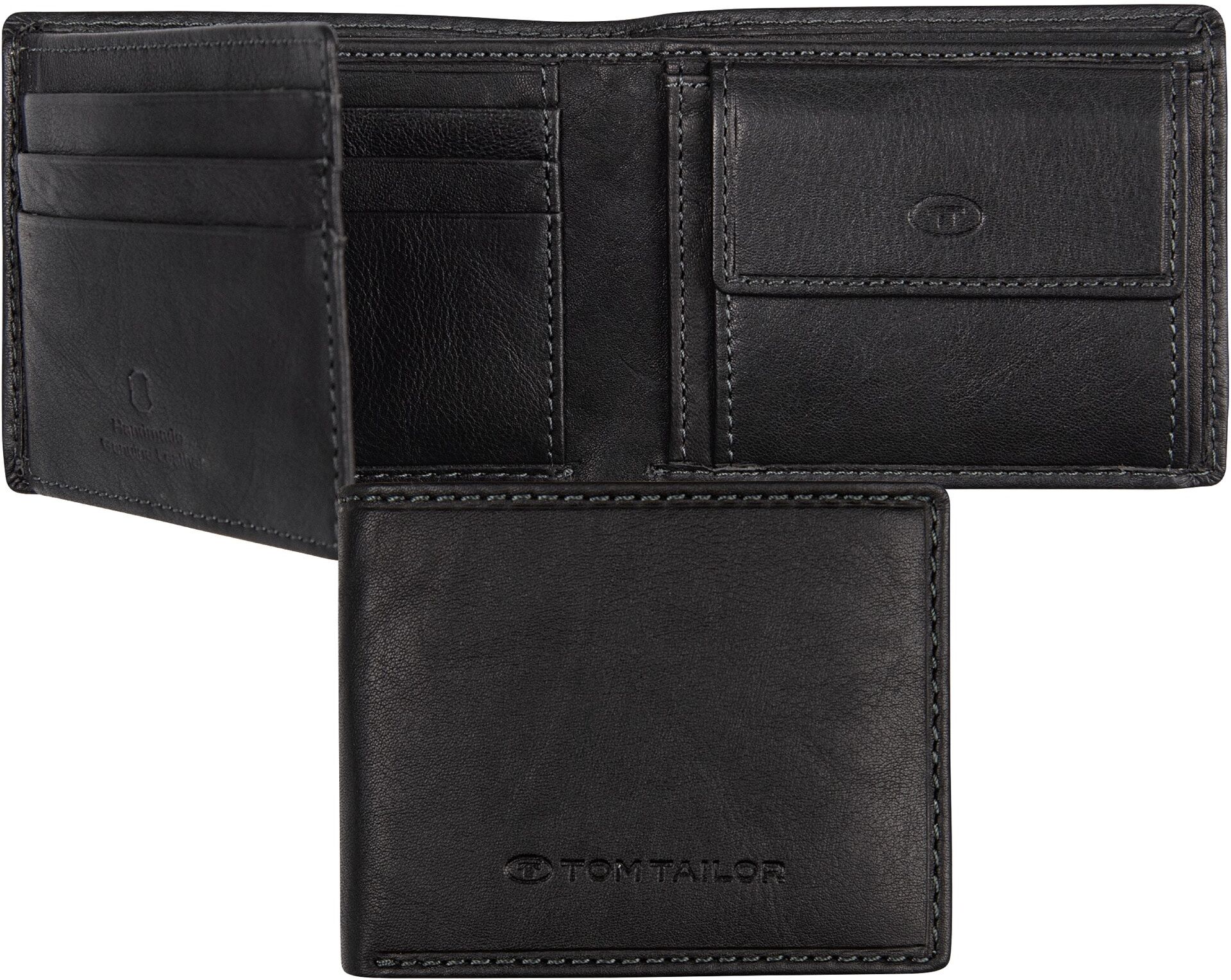 Geldbörse TOM TAILOR "LARY", Herren, schwarz, Leder, Basic, Kleinlederwaren Geldbörse, aus Leder im Querformat schwarz Einheitsgröße