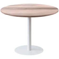 RestooTab - Tisch Rome XL weiß Ø120cm Dekor Holz tages